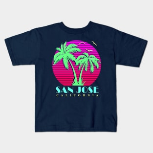 San Jose California Palm Trees Sunset Kids T-Shirt